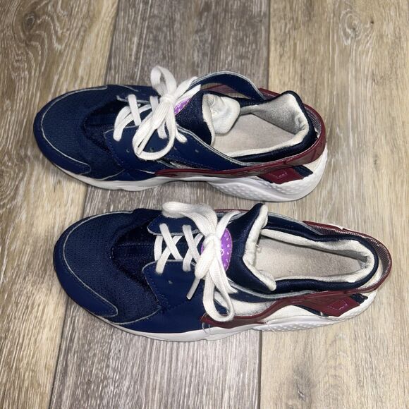 Nike Air Huarache Run Midnight Navy Blue Maroon 704951-404 Youth US Size 3Y - Picture 6 of 11
